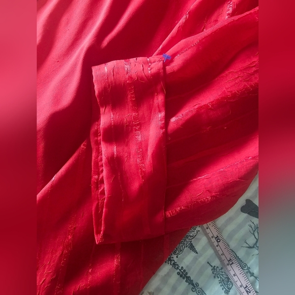 Club Z Collection Women’s 3X Red Sheer Blouse Tank Top Set 2-Piece Button Front - Picture 6 of 10